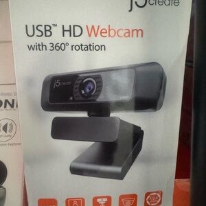 USB HD Webcam with 360° Rotation - Black
